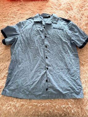Harley-Davidson Light Blue Short-Sleeve Button Down with Dark Trim